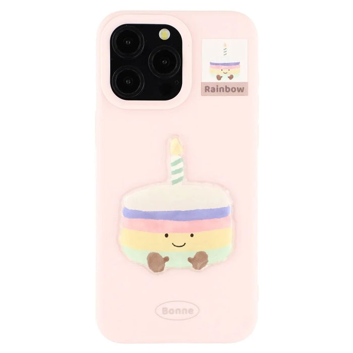 For iPhone 15 Pro Case Pattern Printed 2.0mm TPU Phone Cover with 3D Accessories Decor - Pink + Macaron - 3