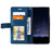 For iPhone 17e / 16e Case Imprinted Lines PU Leather Splicing Wallet Phone Cover - Blue - 2