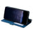 For iPhone 17e / 16e Case Imprinted Lines PU Leather Splicing Wallet Phone Cover - Blue - 3