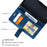 For iPhone 17e / 16e Case Imprinted Lines PU Leather Splicing Wallet Phone Cover - Blue - 5