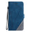 For iPhone 17e / 16e Case Imprinted Lines PU Leather Splicing Wallet Phone Cover - Blue - 7