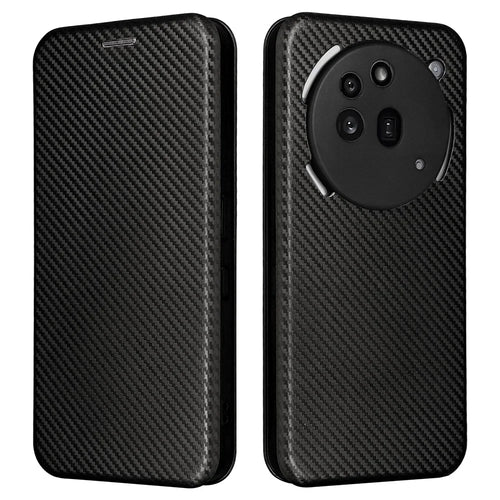 For Nothing Phone (3a) Pro Case Carbon Fiber Texture Drop-Proof PU Leather Phone Cover - Black - 1