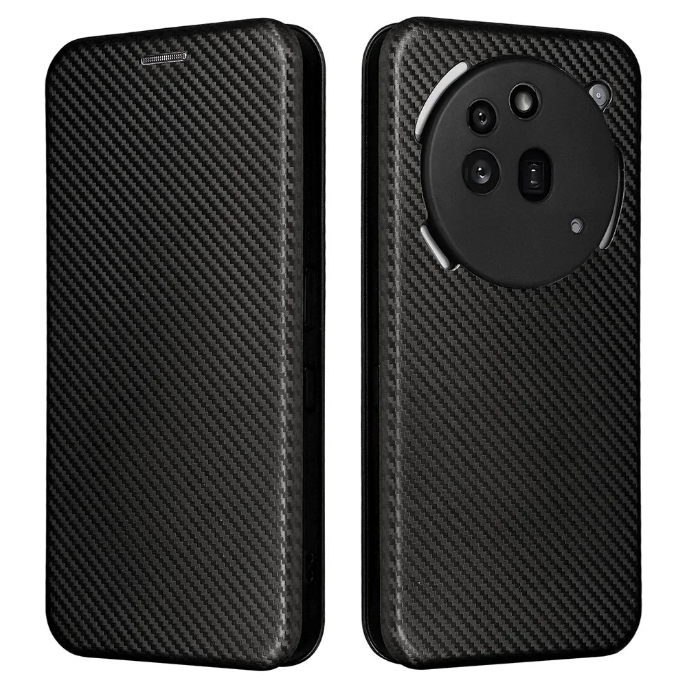 For Nothing Phone (3a) Pro Case Carbon Fiber Texture Drop-Proof PU Leather Phone Cover - Black - 1