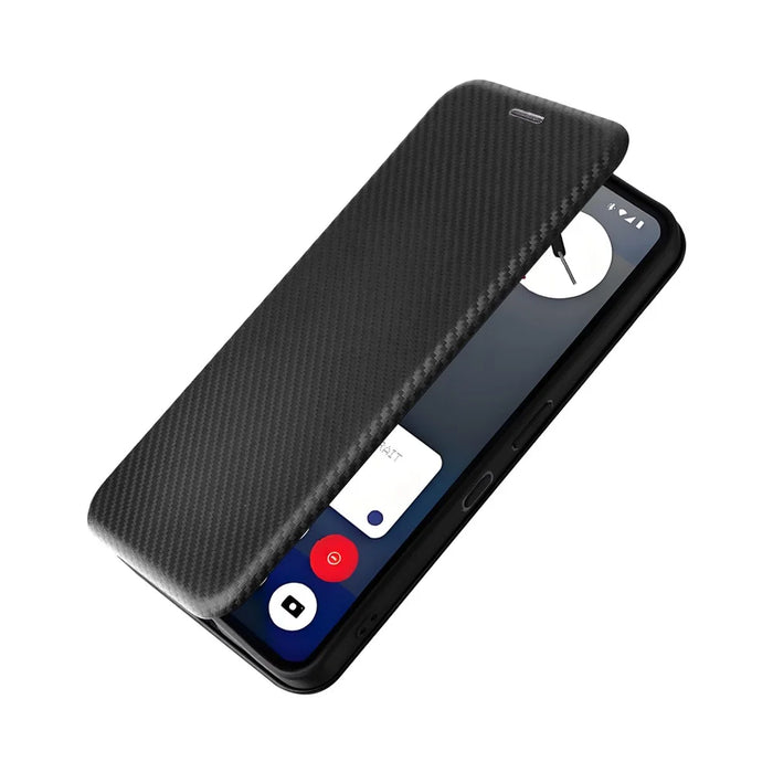For Nothing Phone (3a) Pro Case Carbon Fiber Texture Drop-Proof PU Leather Phone Cover - Black - 5