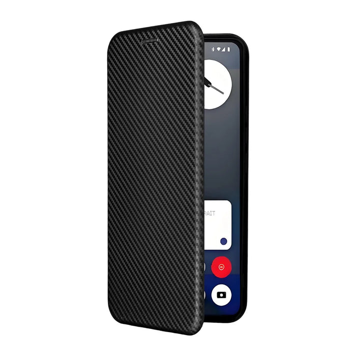 For Nothing Phone (3a) Pro Case Carbon Fiber Texture Drop-Proof PU Leather Phone Cover - Black - 7