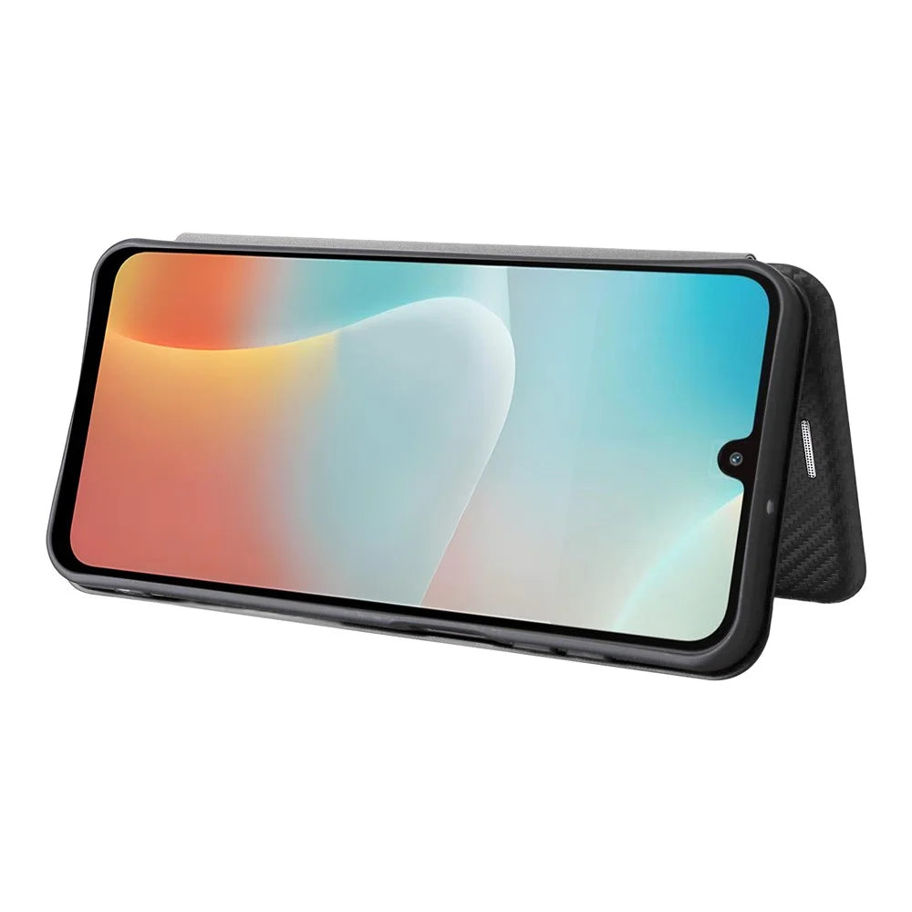 For Samsung Galaxy F16 5G  /  M16 5G Case Carbon Fiber Texture Drop-Proof PU Leather Phone Cover - Black - 3