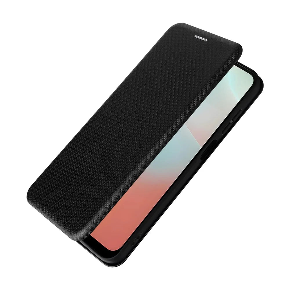 For Samsung Galaxy F16 5G  /  M16 5G Case Carbon Fiber Texture Drop-Proof PU Leather Phone Cover - Black - 5