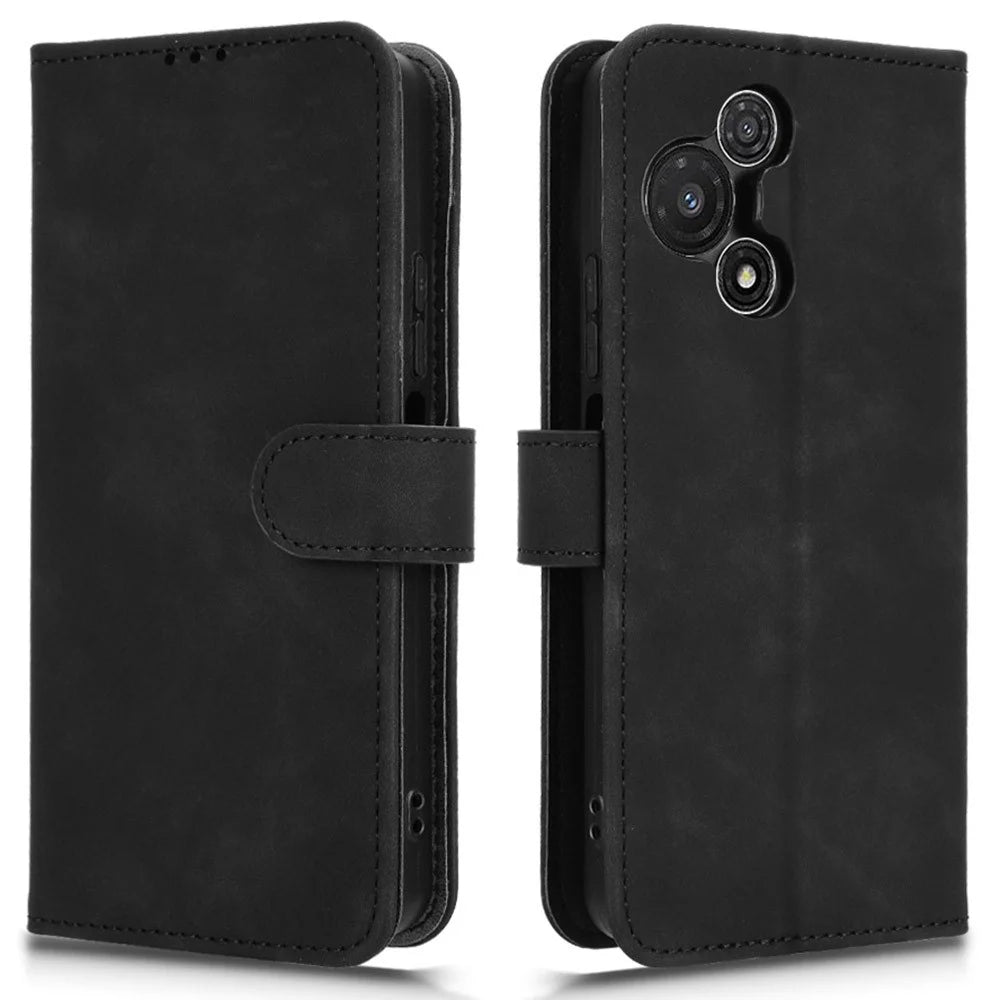 For TCL 60R 5G Leather Case Skin Feel Anti Drop Wallet Flip Phone Cover - Black - 1