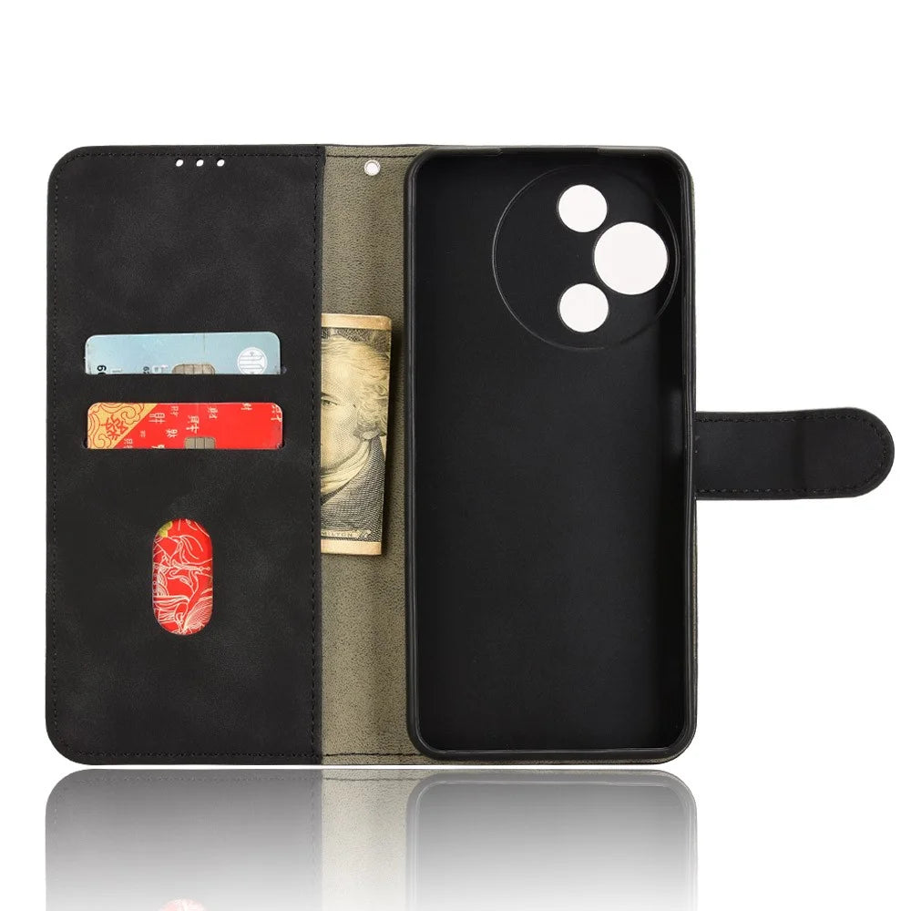 For TCL 60R 5G Leather Case Skin Feel Anti Drop Wallet Flip Phone Cover - Black - 2
