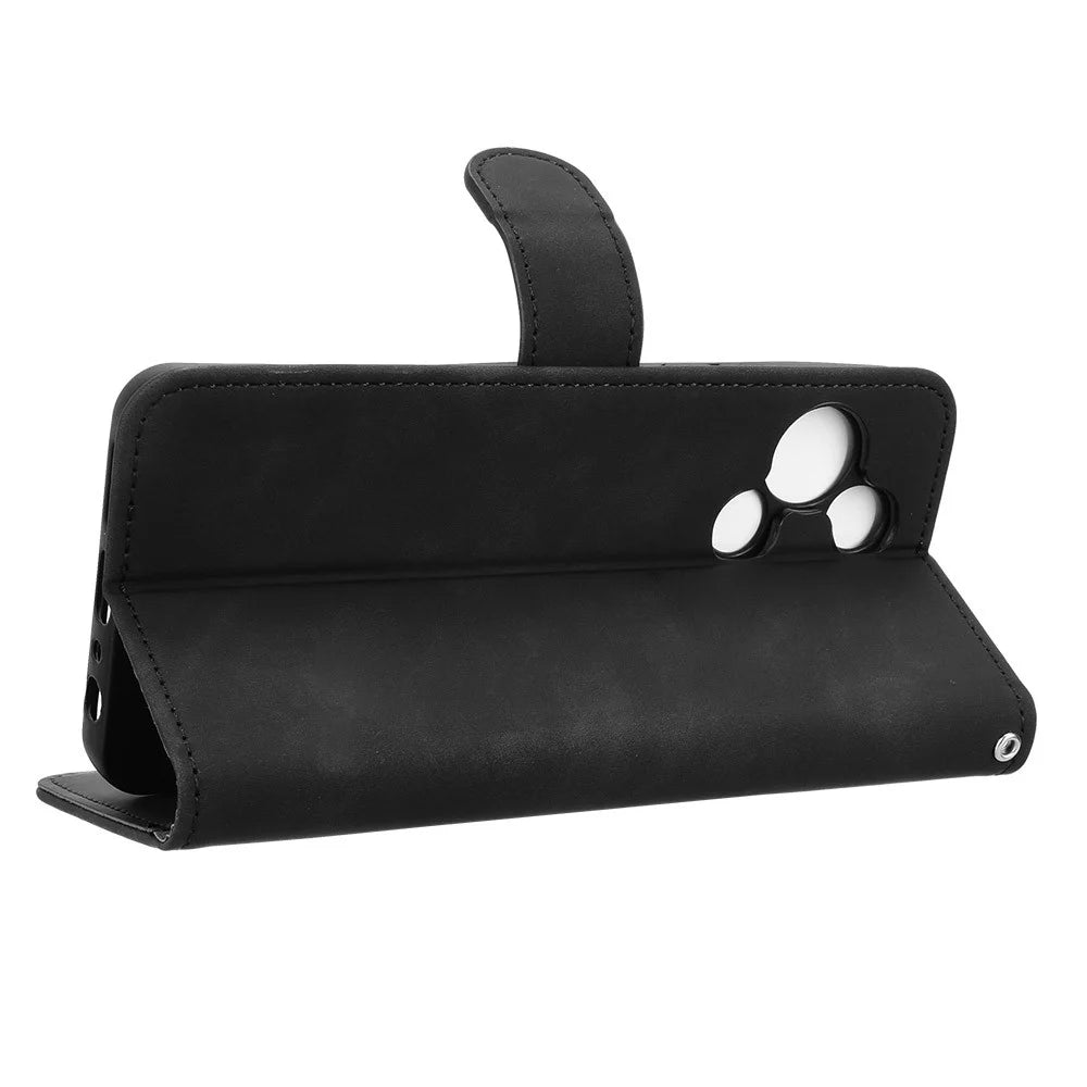 For TCL 60R 5G Leather Case Skin Feel Anti Drop Wallet Flip Phone Cover - Black - 4
