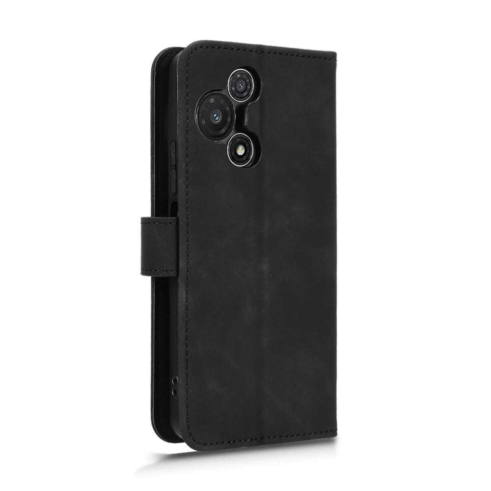 For TCL 60R 5G Leather Case Skin Feel Anti Drop Wallet Flip Phone Cover - Black - 5