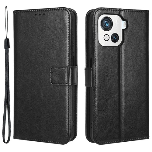 For Blackview Oscal C80 4G PU Leather Crazy Horse Texture Phone Case Shockproof Phone Stand Wallet Cover - Black - 1