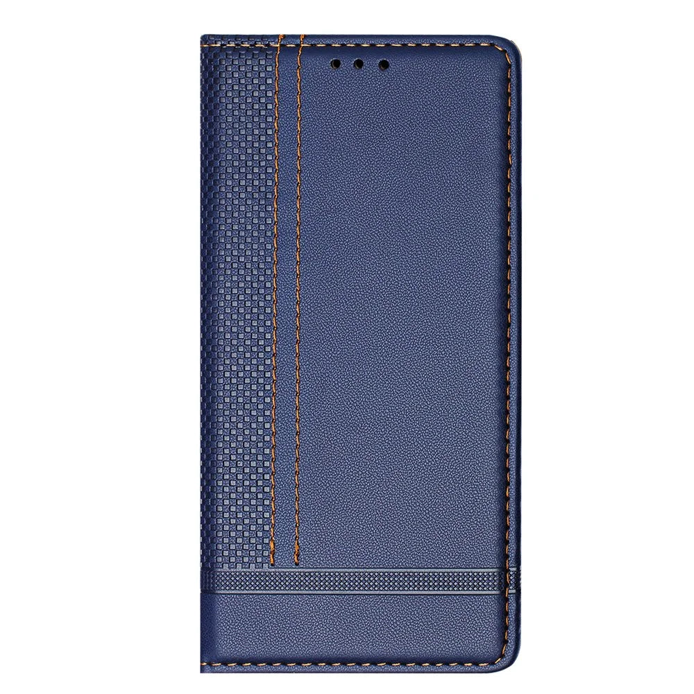For OnePlus Nord 4 Case L-Shaped Grid Pattern Leather Stand Phone Cover with Card Slots - Blue - 2