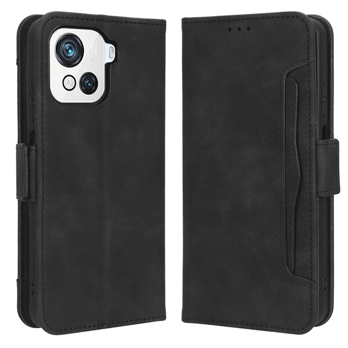 For Blackview Oscal C80 4G PU Leather Flip Folio Case Multiple Card Slots Stand Wallet Double Magnetic Clasp Shockproof Cover - Black - 1