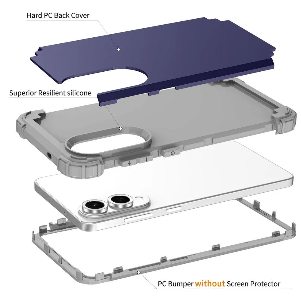 L-Style For Samsung Galaxy S25 Edge Case Shockproof PC + TPU Phone Back Cover - Navy Blue - 7