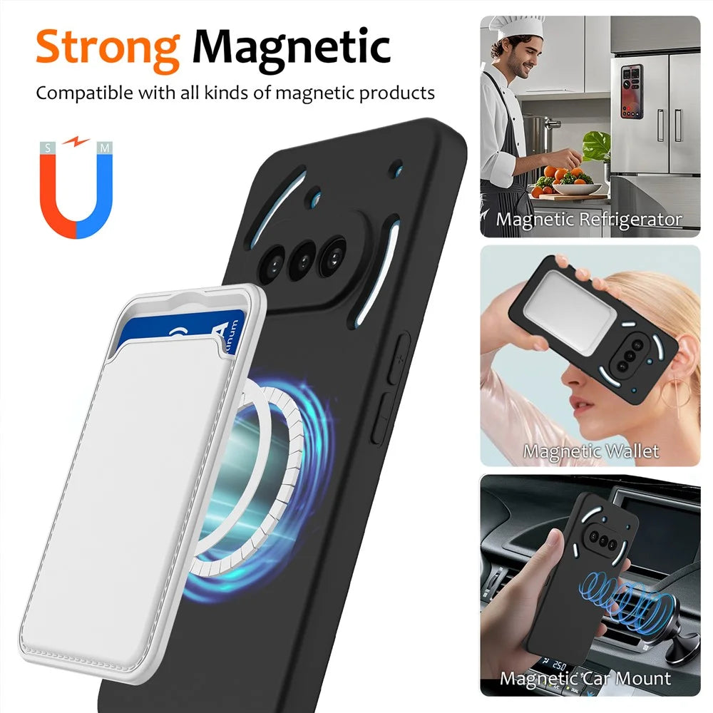 For Nothing Phone (3a) Case Magnetic Case Anti-Drop Liquid Silicone Phone Cover - Black - 3