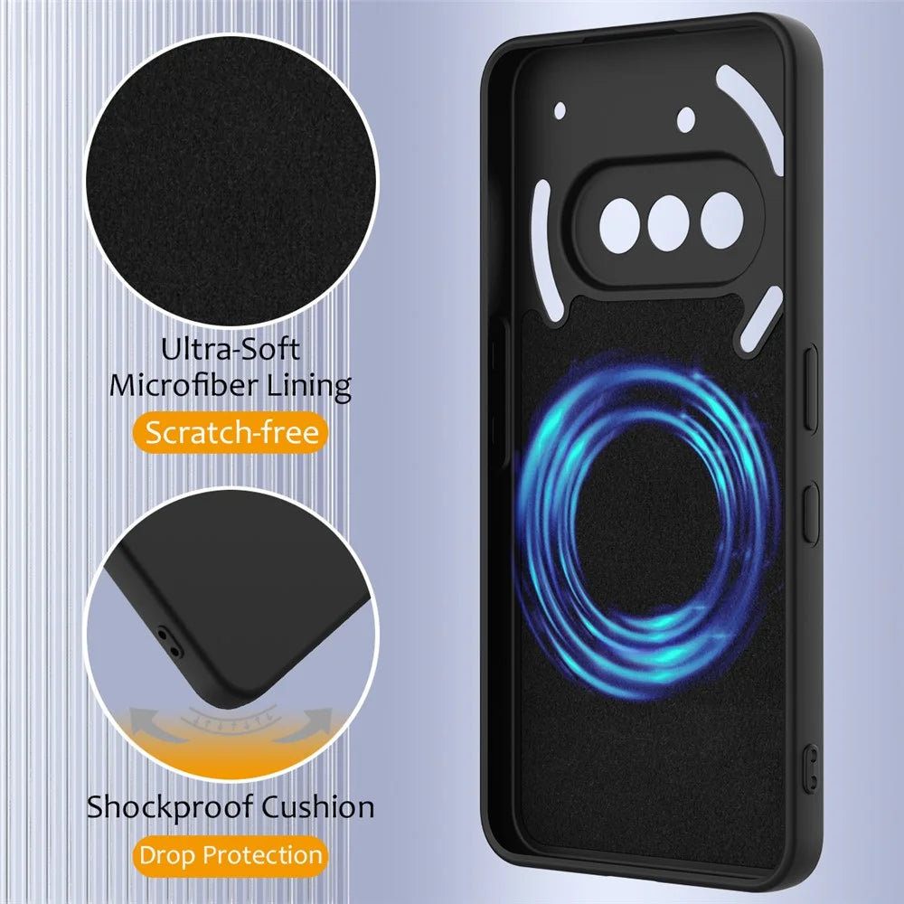 For Nothing Phone (3a) Case Magnetic Case Anti-Drop Liquid Silicone Phone Cover - Black - 7