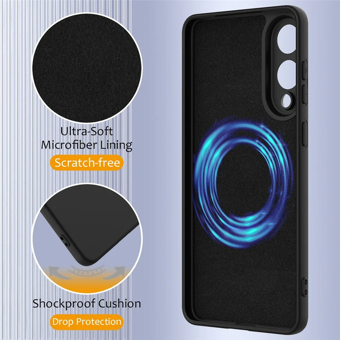 For Samsung Galaxy S25 Edge Magnetic Case Anti-Drop Liquid Silicone Phone Cover - Black - 7