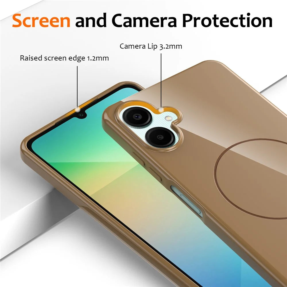 For Samsung Galaxy F06 5G / Galaxy M06 5G / Galaxy A06 5G Magnetic Case TPU Phone Back Cover with Lanyard - Desert Gold - 2