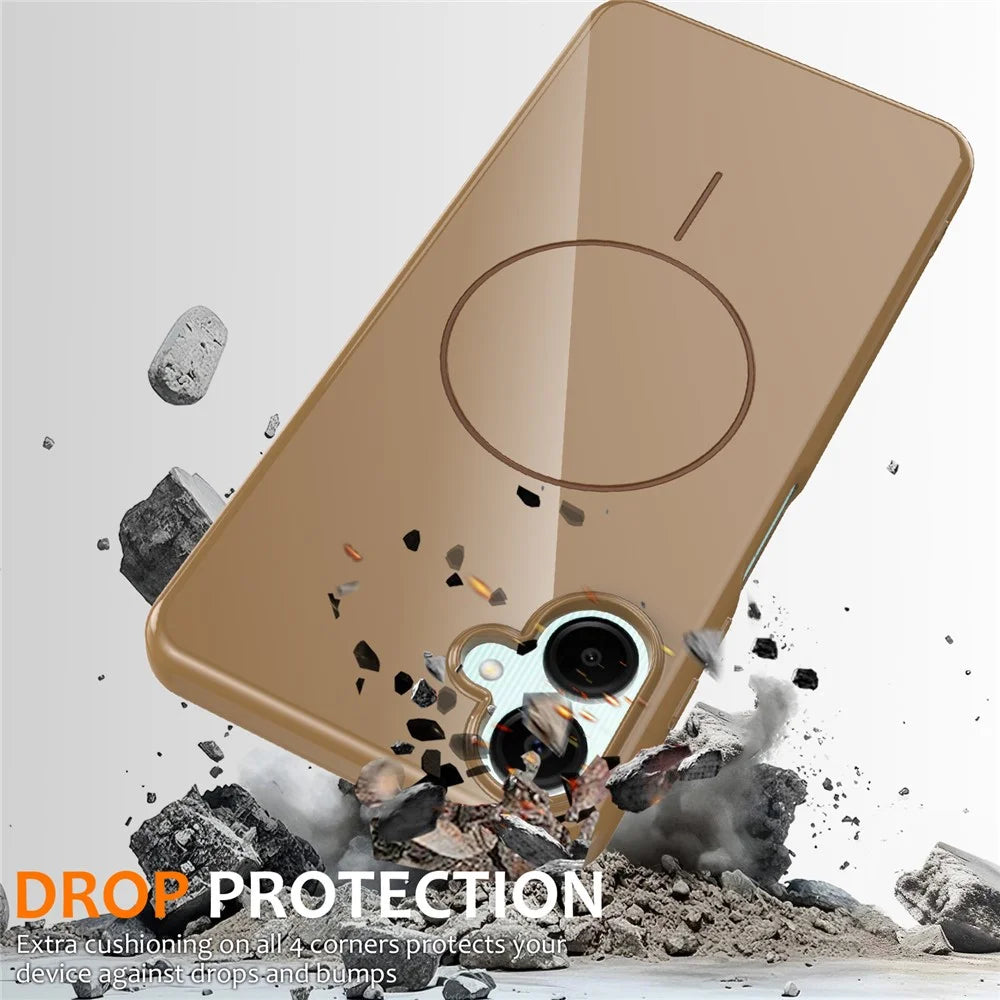 For Samsung Galaxy F06 5G / Galaxy M06 5G / Galaxy A06 5G Magnetic Case TPU Phone Back Cover with Lanyard - Desert Gold - 3