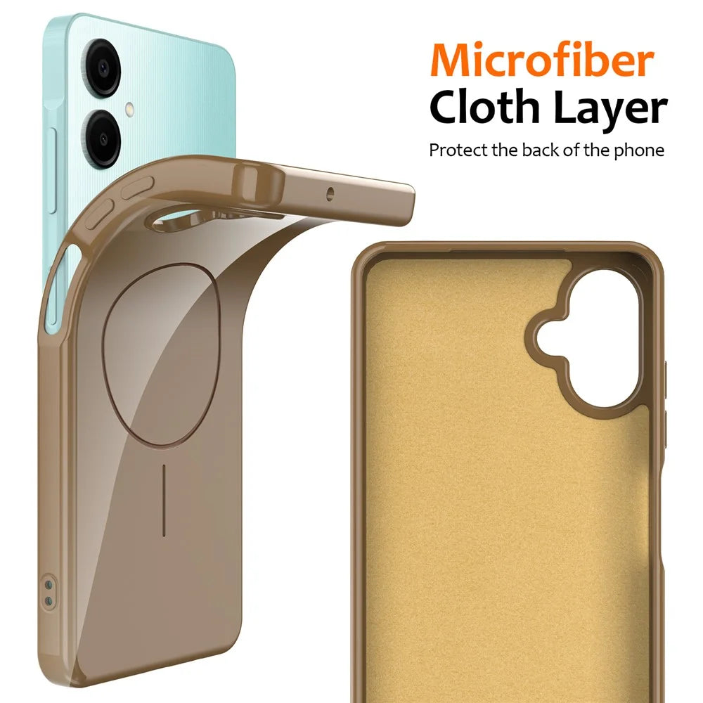 For Samsung Galaxy F06 5G / Galaxy M06 5G / Galaxy A06 5G Magnetic Case TPU Phone Back Cover with Lanyard - Desert Gold - 4