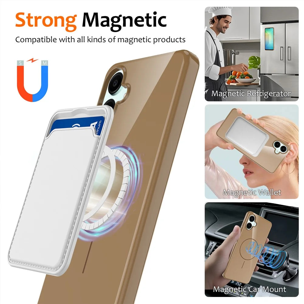 For Samsung Galaxy F06 5G / Galaxy M06 5G / Galaxy A06 5G Magnetic Case TPU Phone Back Cover with Lanyard - Desert Gold - 7