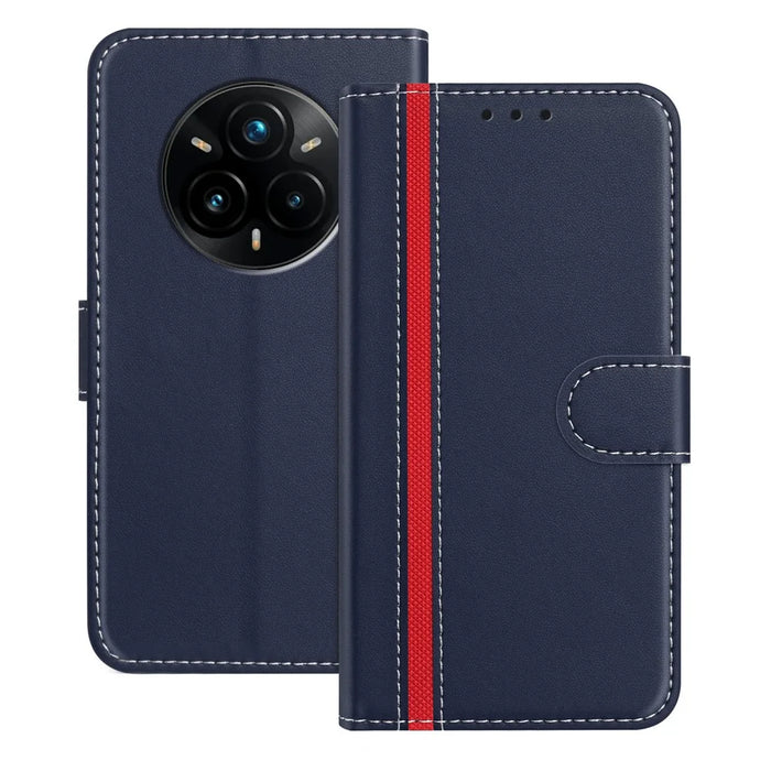 For Realme 14 Pro+ 5G Phone Cases Wallet Stand Color Splicing Leather Cover with Magnetic Clasp - Blue - 1