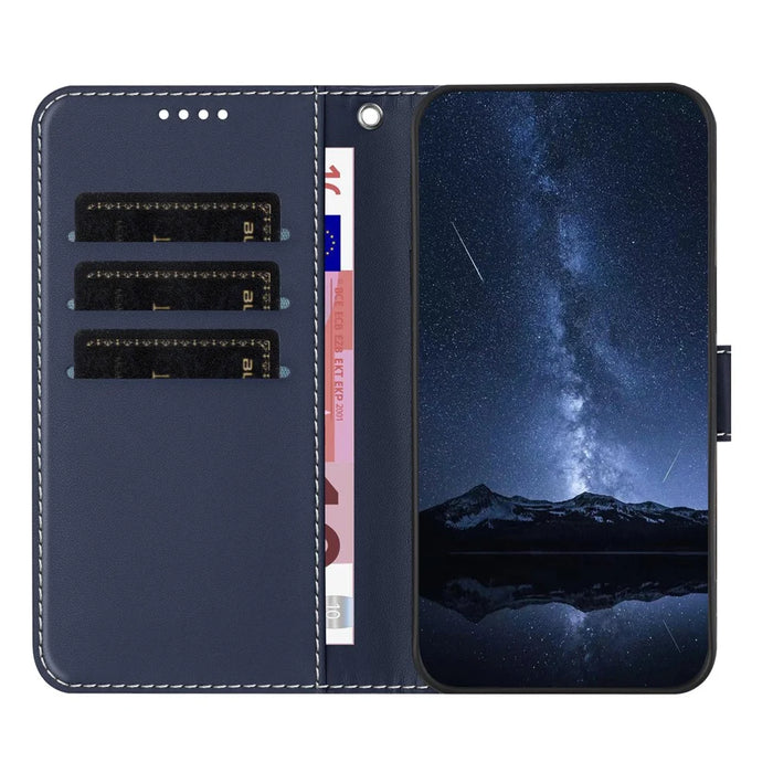 For Realme 14 Pro+ 5G Phone Cases Wallet Stand Color Splicing Leather Cover with Magnetic Clasp - Blue - 6