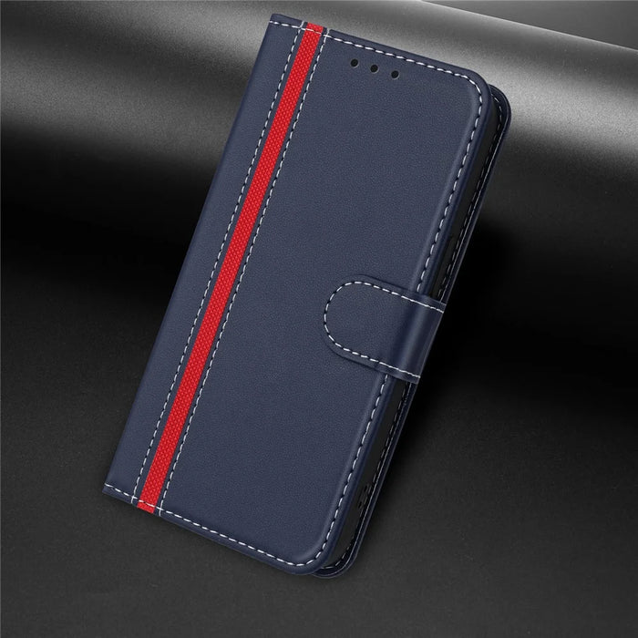 For Realme 14 Pro+ 5G Phone Cases Wallet Stand Color Splicing Leather Cover with Magnetic Clasp - Blue - 7