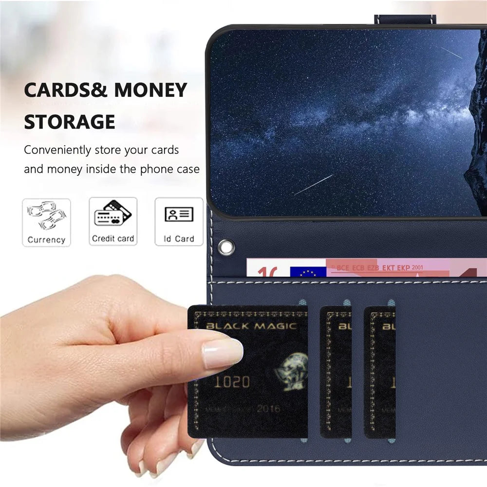 For Realme 14 Pro 5G Phone Cases Wallet Stand Color Splicing Leather Cover with Magnetic Clasp - Blue - 2