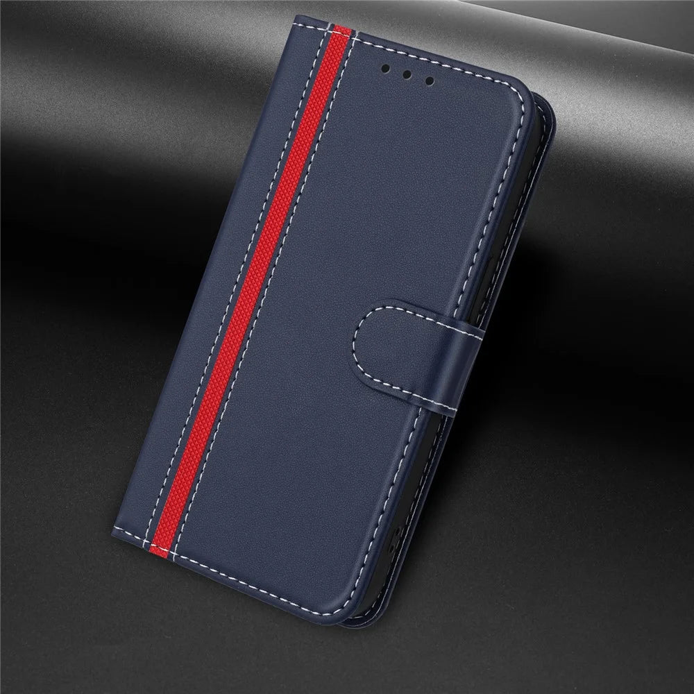 For Realme 14 Pro 5G Phone Cases Wallet Stand Color Splicing Leather Cover with Magnetic Clasp - Blue - 7