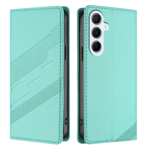 For Samsung Galaxy A26 5G Phone Cases Punk Style Imprinted Wallet Stand Leather Cover - Mint Green - 1