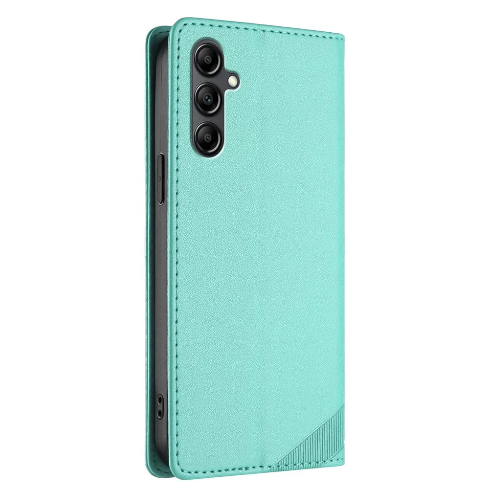 For Samsung Galaxy A15 4G / Galaxy A15 5G Phone Cases Punk Style Imprinted Wallet Stand Leather Cover - Mint Green - 2