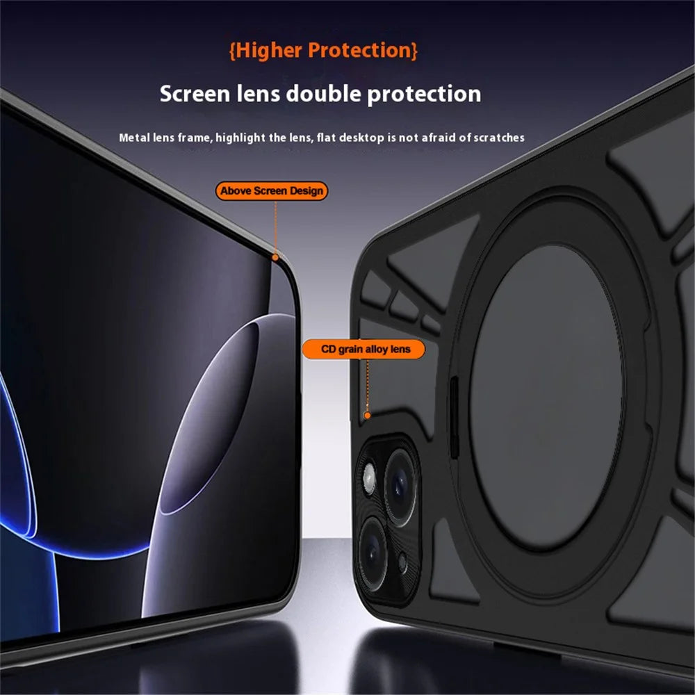 For iPhone 13 Case Magnetic Kickstand Hollow Heat Dissipation Silicone + PC + Metal Bumper Phone Cover - Black - 4