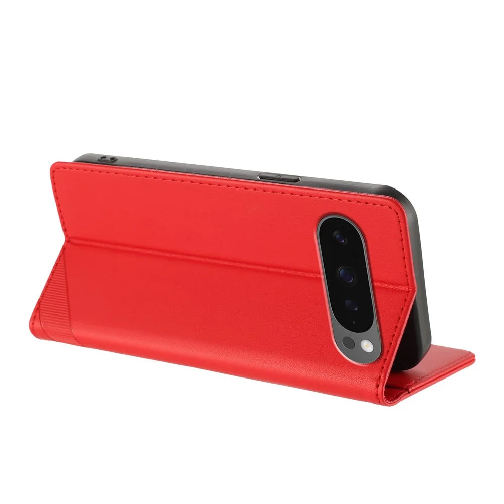For Google Pixel 10 Pro / 10 / 9 Pro / 9 Phone Cases Punk Style Imprinted Wallet Stand Leather Cover - Red - 4