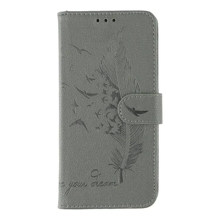 For Nothing CMF Phone 1 Case Feather Imprint PU Leather Wallet Phone Cover - Grey - 4