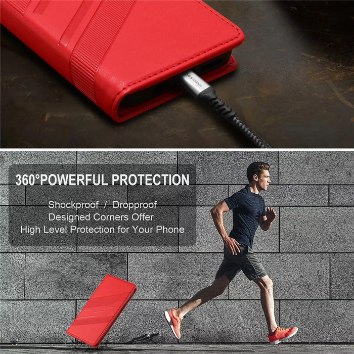 For Google Pixel 10 Pro XL Phone Cases Punk Style Imprinted Wallet Stand Leather Cover - Red - 5