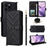 For Doogee Note 58 Pro  /  Note 58 Wallet Case with Shoulder  /  Wrist Strap Leather Phone Cover Stand - Black - 1