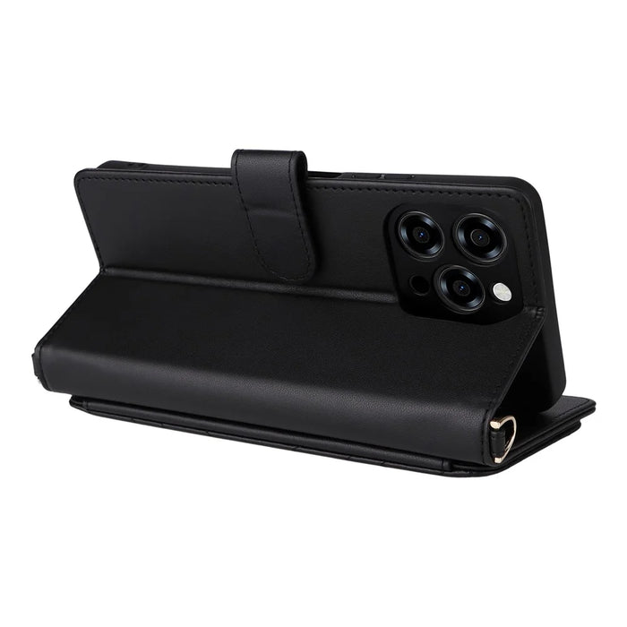For Doogee Note 58 Pro  /  Note 58 Wallet Case with Shoulder  /  Wrist Strap Leather Phone Cover Stand - Black - 5