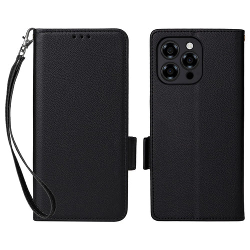 For Doogee Note 58 Pro  /  Note 58 Case with Wrist Strap Litchi Texture PU Leather Wallet Phone Cover - Black - 1