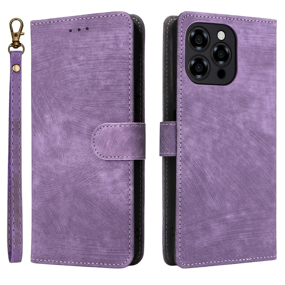 For Doogee Note 58 Pro  /  Note 58 Case Wallet RFID Blocking PU Leather Cover Stand with Strap - Purple - 1