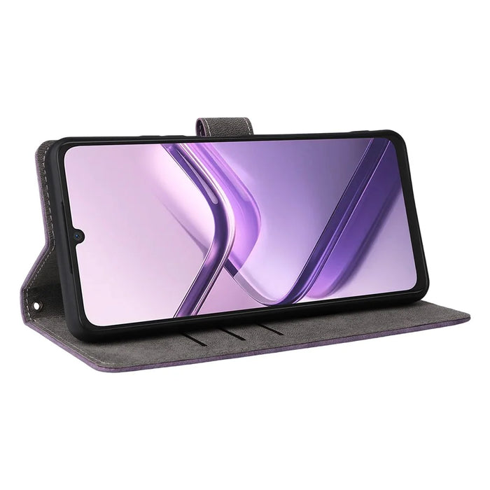 For Doogee Note 58 Pro  /  Note 58 Case Wallet RFID Blocking PU Leather Cover Stand with Strap - Purple - 3