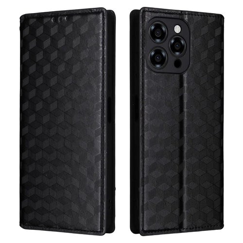 For Doogee Note 58 Pro  /  Note 58 Case Wallet Rhombus Imprinted Leather Phone Cover - Black - 1