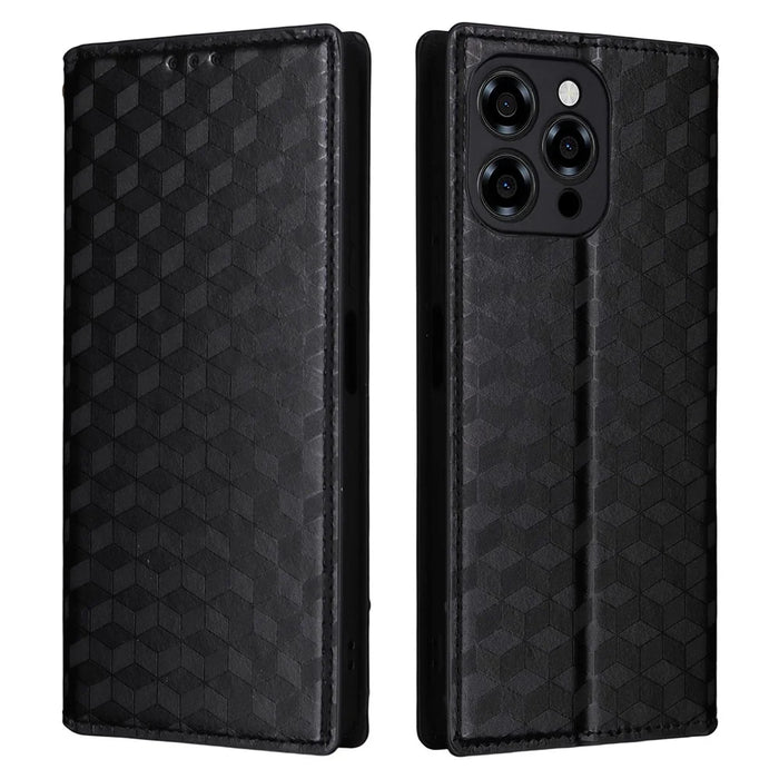 For Doogee Note 58 Pro  /  Note 58 Case Wallet Rhombus Imprinted Leather Phone Cover - Black - 1