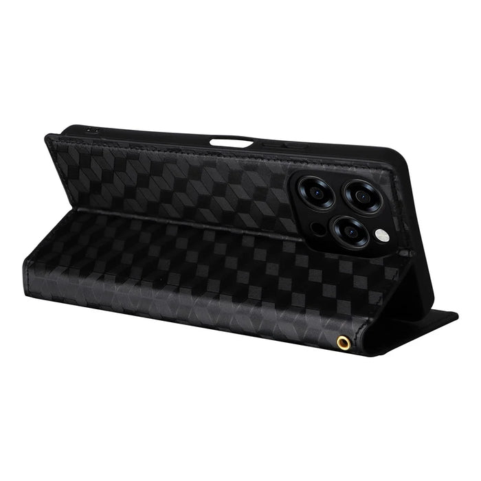 For Doogee Note 58 Pro  /  Note 58 Case Wallet Rhombus Imprinted Leather Phone Cover - Black - 4
