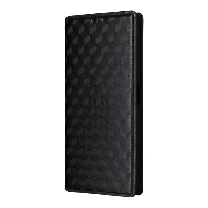 For Doogee Note 58 Pro  /  Note 58 Case Wallet Rhombus Imprinted Leather Phone Cover - Black - 5