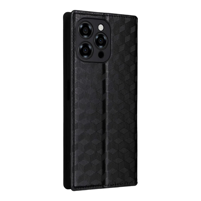 For Doogee Note 58 Pro  /  Note 58 Case Wallet Rhombus Imprinted Leather Phone Cover - Black - 6