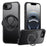 For iPhone 17e / 16e Magnetic Case Rotating Gear Pivot Kickstand PC + TPU Phone Back Cover - Matte Black - 1