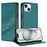 For iPhone 13 6.1 inch Phone Cases Punk Style Imprinted Wallet Stand Leather Cover - Dark Green - 2