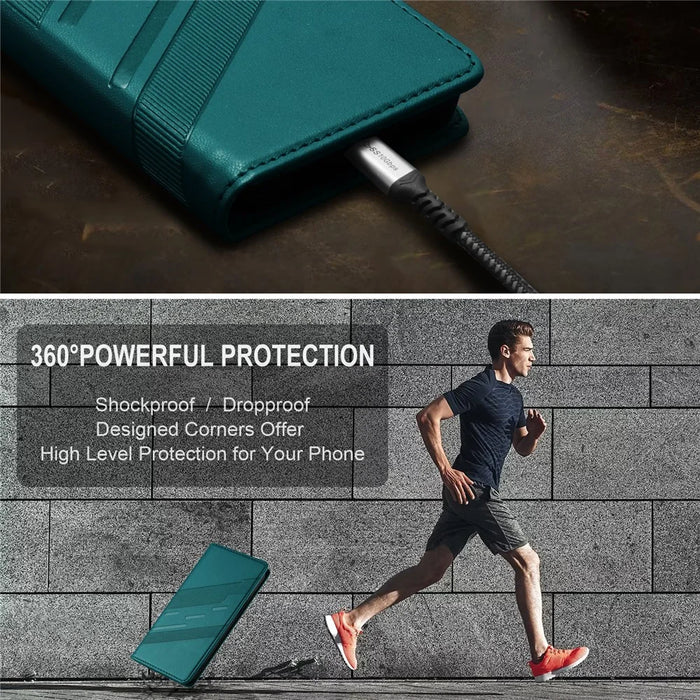 For iPhone 13 6.1 inch Phone Cases Punk Style Imprinted Wallet Stand Leather Cover - Dark Green - 5